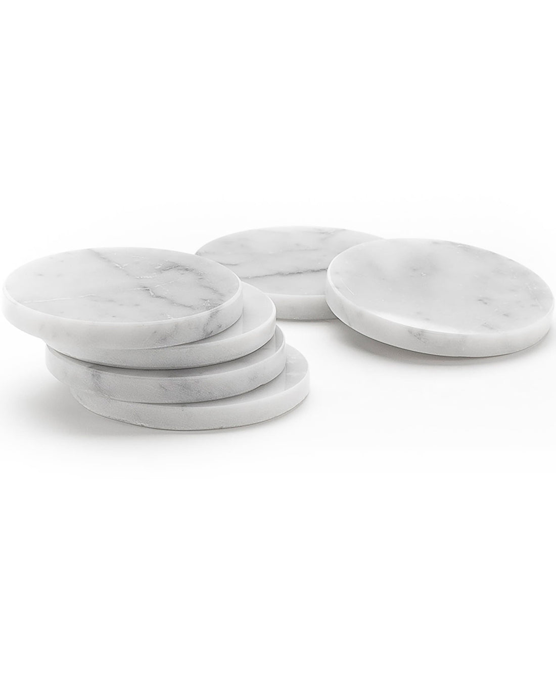 Poggiali qui – Set of 6 round coasters in white Carrara marble